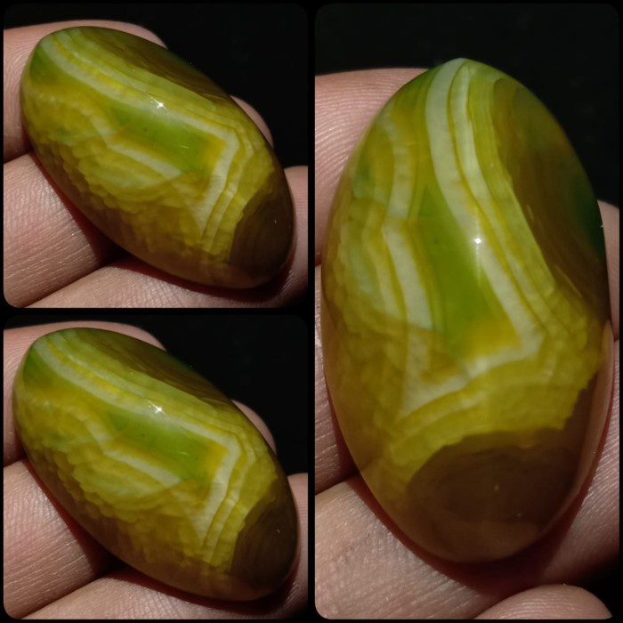Natural Batu Akik Pandan Kapas Semu Nanas Sutra Merah Lumut OliAntik29