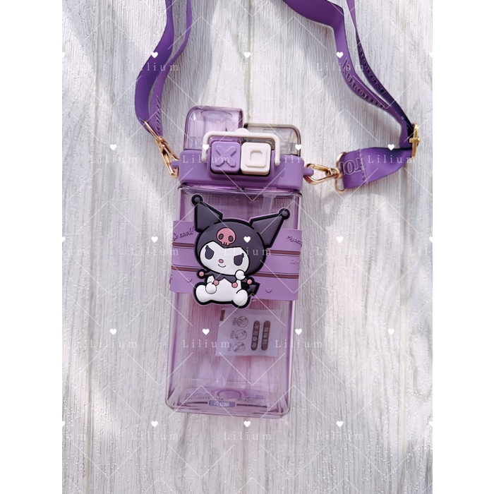 botol minum sanrio Tritan 2in1 BT011 cinnamoroll kuromi melody pompuri - BT011 - kuromi