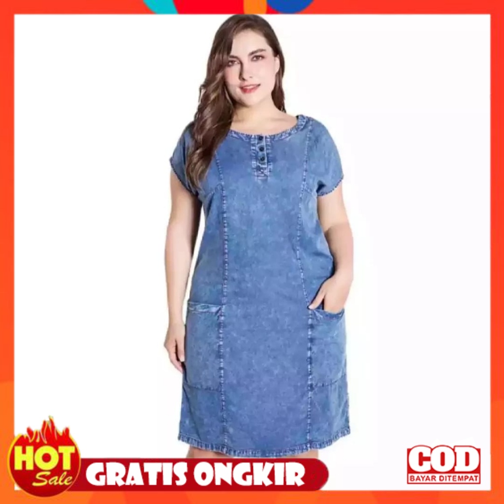 KAIN ADEM HALUS TEBAL / DRESS JEANS JUMBO PAKAIAN FASHION WANITA