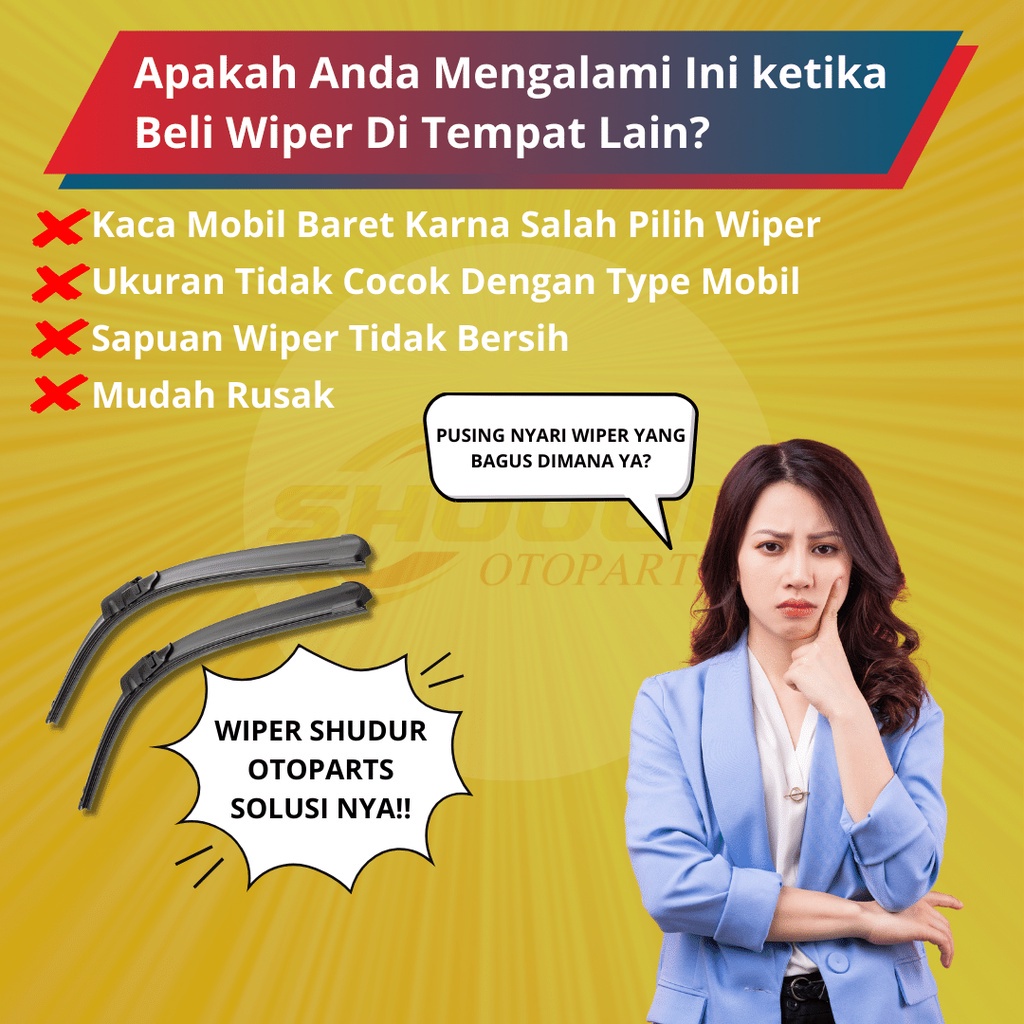 Wiper Kaca Mobil Depan Daihatsu Taruna Sepasang 2 Pcs Tanpa Rangka Besi Sapuan Kaca Wiper Mobil -