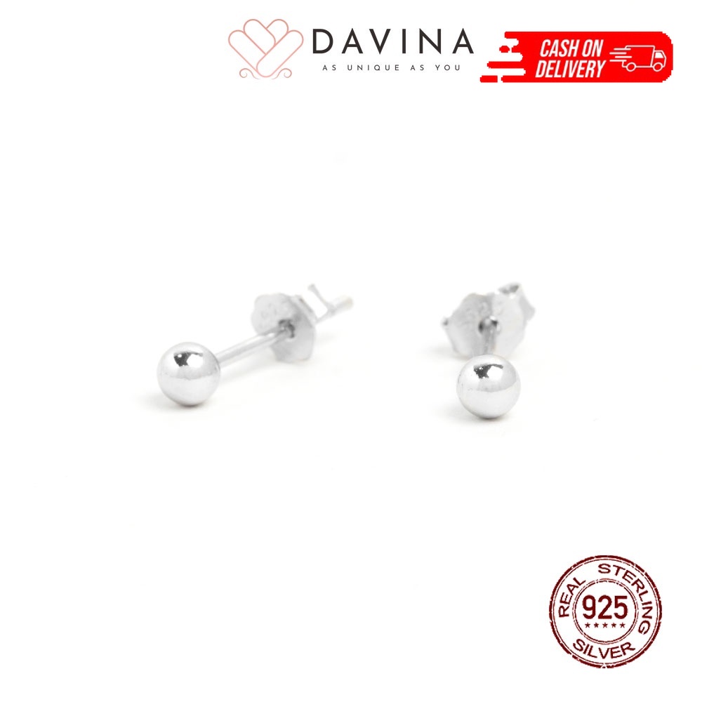 Davina Anting Stud Onie Earrings White Gold Perak Asli 925 Sterling Silver S925 Aksesoris Fashion Te