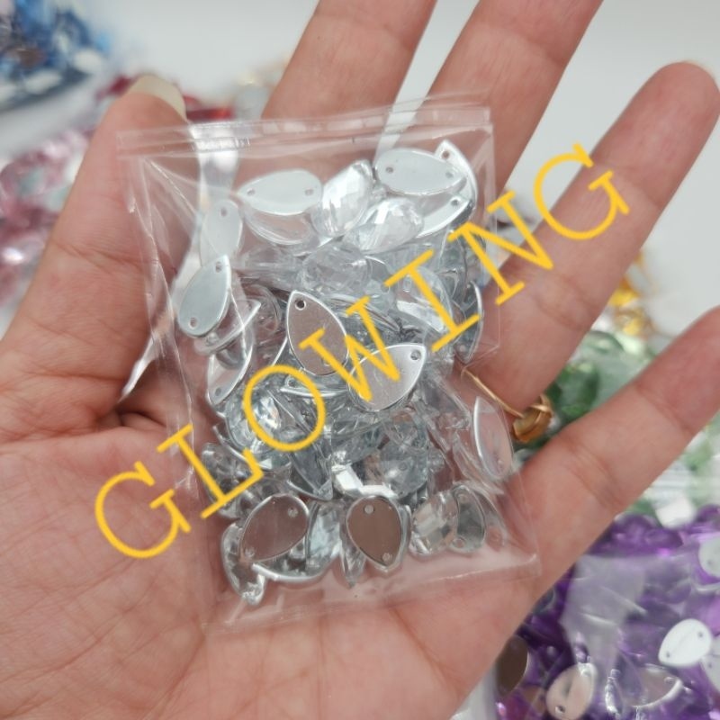 STONE DIAMON RESIN MOTIF / BENTUK TETES KOREA UKURAN 8 X 13 MM PER LUSIN (12butir)