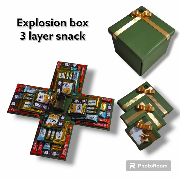 

explosion box snack 3 layer plus snack box kejutan hadiah kekinian