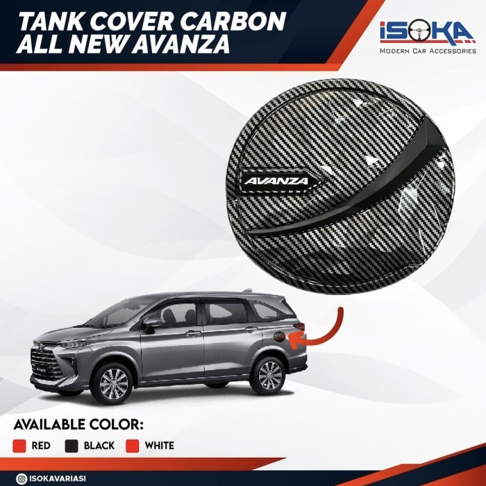Tank cover carbon Avanza 2022 -2023. - List hitam Aksesoris mobil