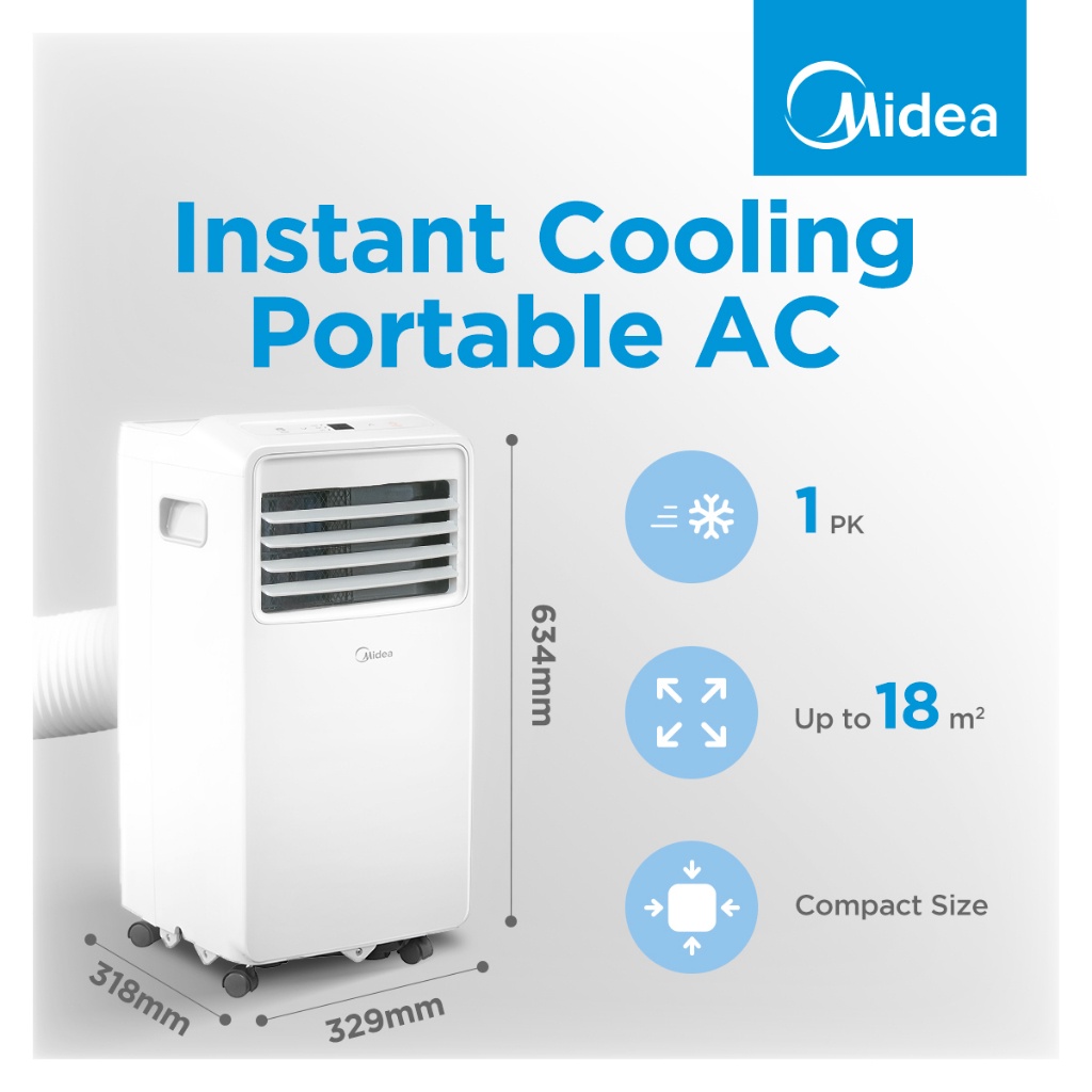 AC PORTABLE MIDEA 0.5PK MPHA05CRN7 MIDEA AC PORTABLE 0.5 PK