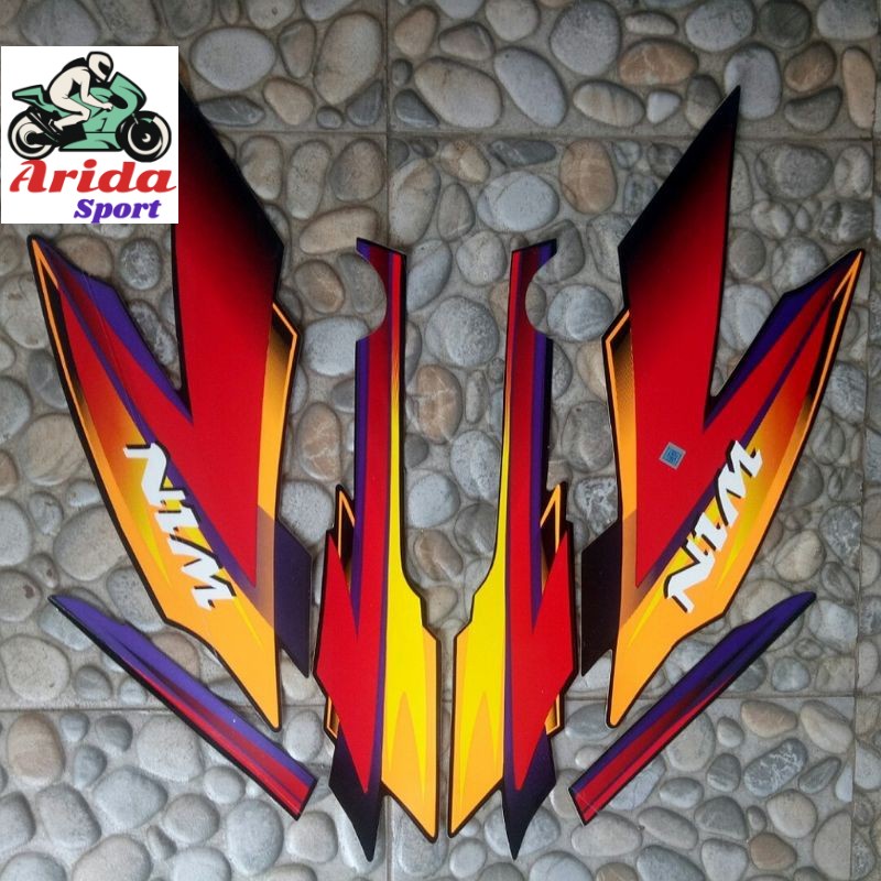 striping win 100 stiker honda win 2005 hitam merah