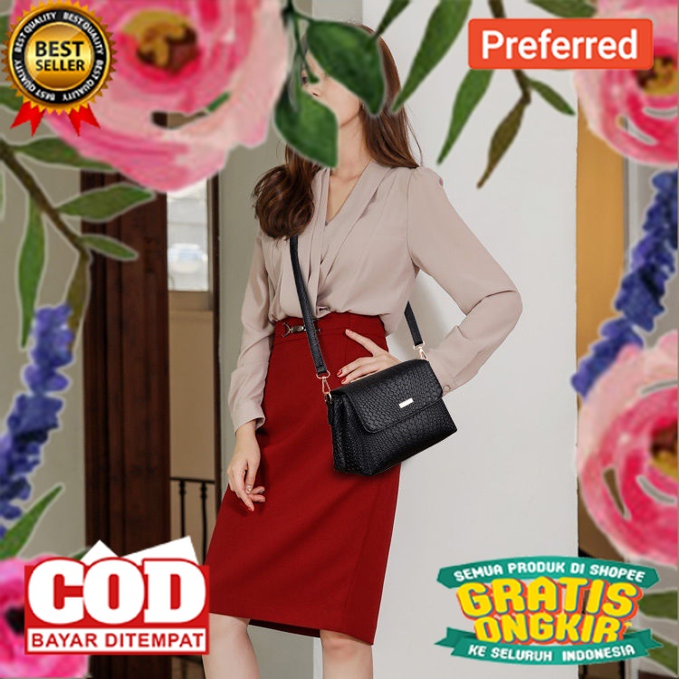 TAS SELEMPANG WANITA PESTA KULIT HITAM OVOLA TA629B5 SLING BAG KOREA PREMIUM MURAH CEWEK REMAJA KEKI