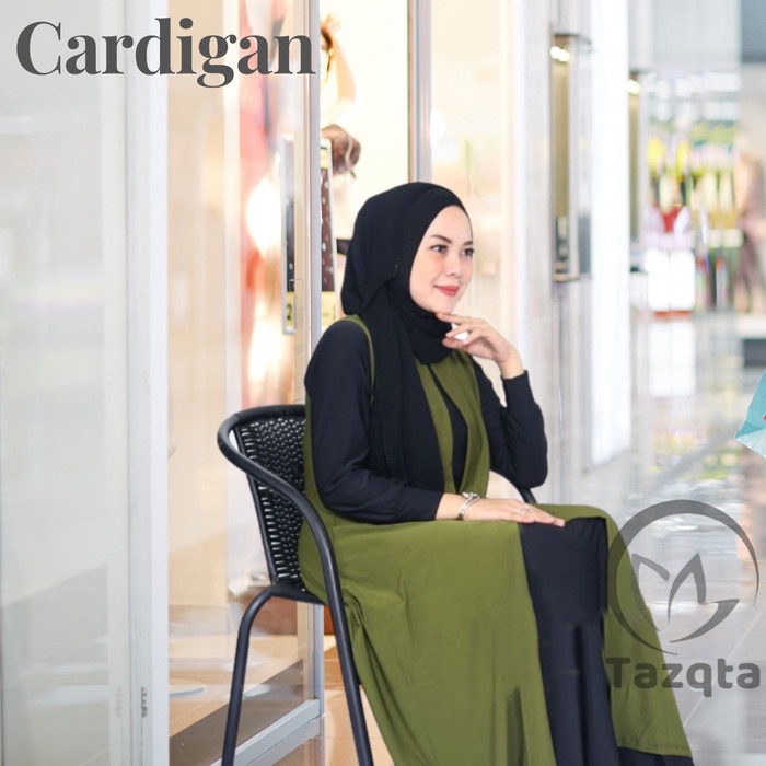 best -Cardigan Polos Outer Tanpa Lengan Rompi Panjang Kutung Fashiom Muslim - marun