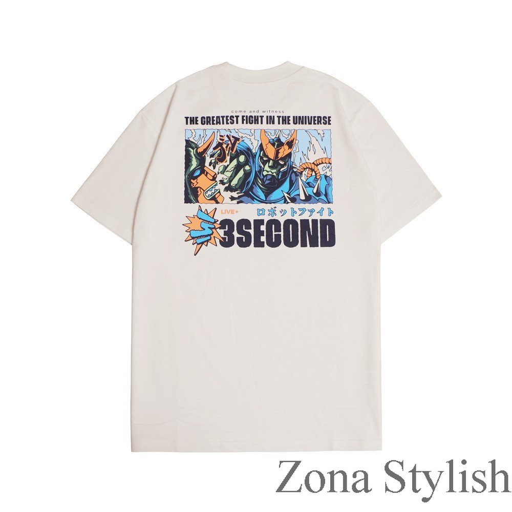 3Second Kaos Lengan Pendek Pria Katun T-Shirt Oversized Japan series Back Design Tee C130523