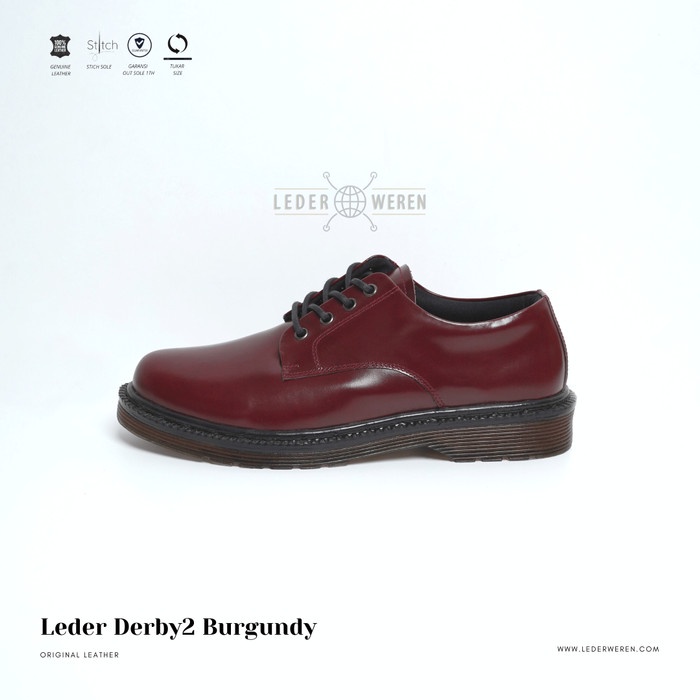 best -Lederweren - Leder Derby 2 Burgundy - Sepatu Kulit Formal Pria - 44