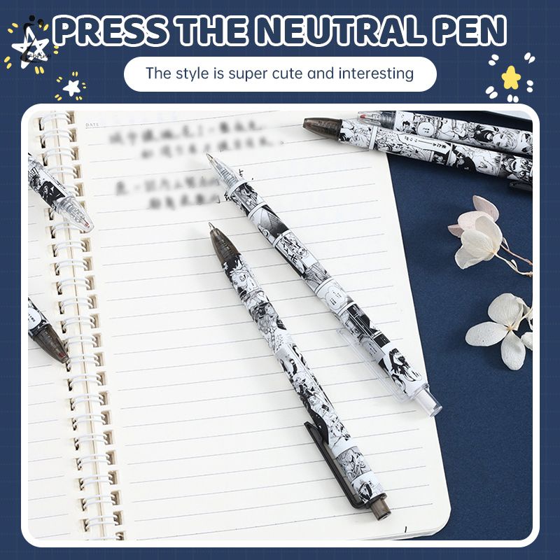 

Stationery Cute Black White Retractable Bullet Pen Bullet Head Black Gel Pen Siswa Z