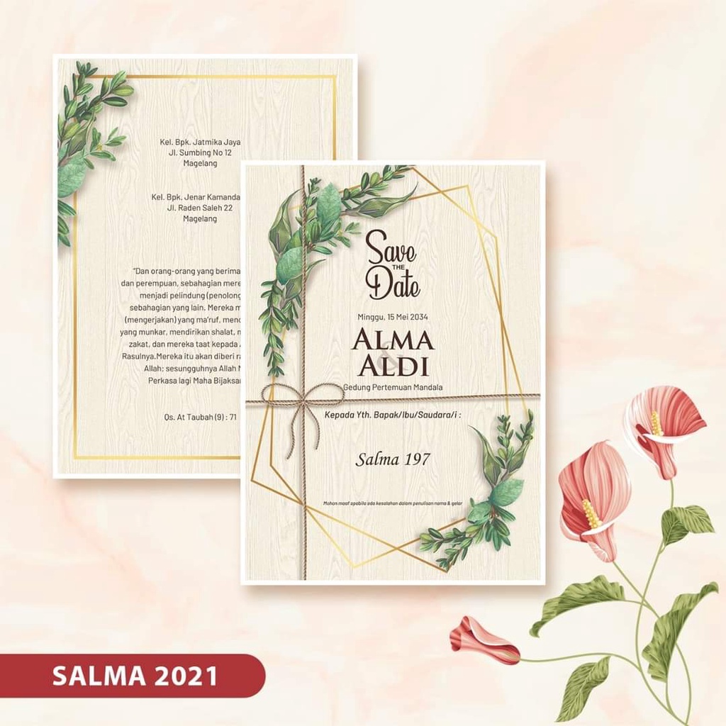 Cetak Undangan Estetik | Blangko Undangan Salma 197 | Blangko Undangan | Undangan Murah |