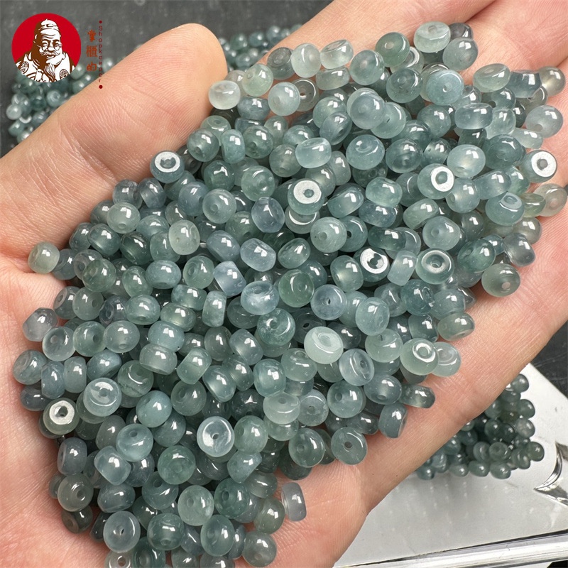 （50 buah）Produk batu giok alami, manik-manik air biru es, aksesori gelang kalung tenunan tangan batu