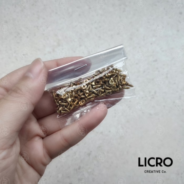 SEKRUP BAUT KECIL MINI CRAFT 5MM EMAS GOLD SATUAN ECERAN
