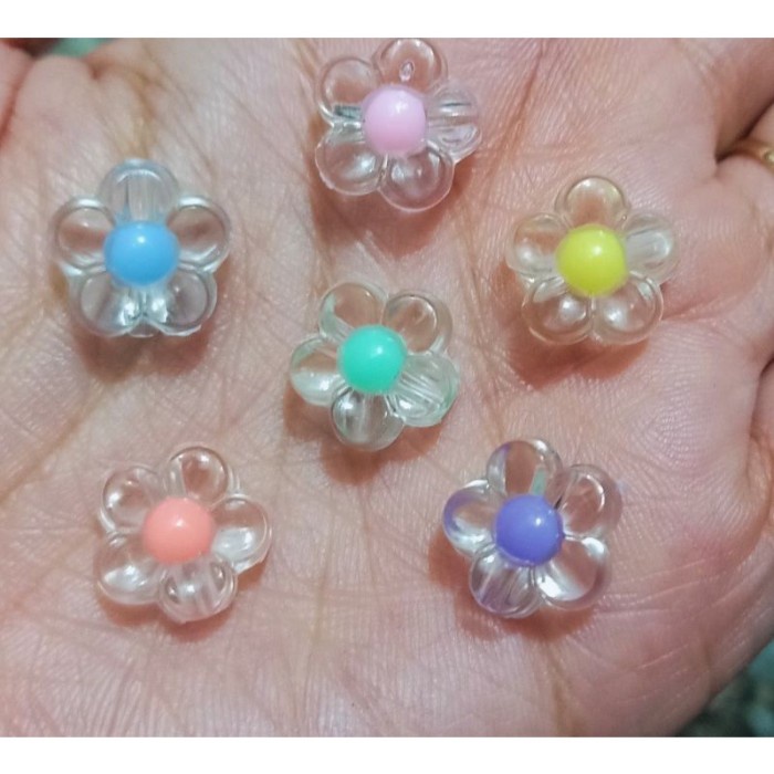 

promosi Norlan^ isi 50gr Mote bunga bening isi bahan craft kerajinan tangan