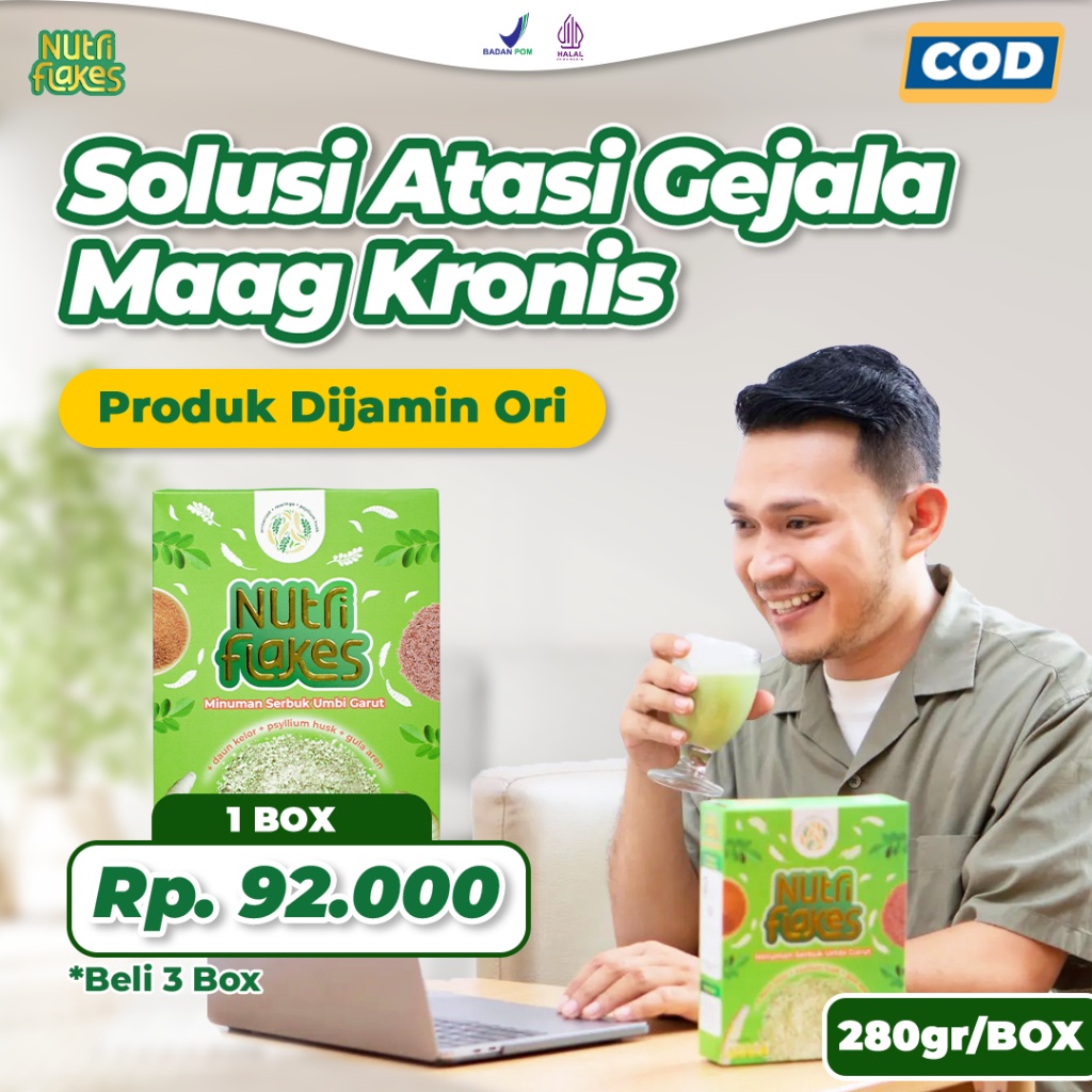 

100% ASLI Nutriflakes Sereal Asam Lambung - Minuman Sehat Ampuh Mengatasi Asam Lambung, Gerd, Maag 1 Box [Bisa COD]
