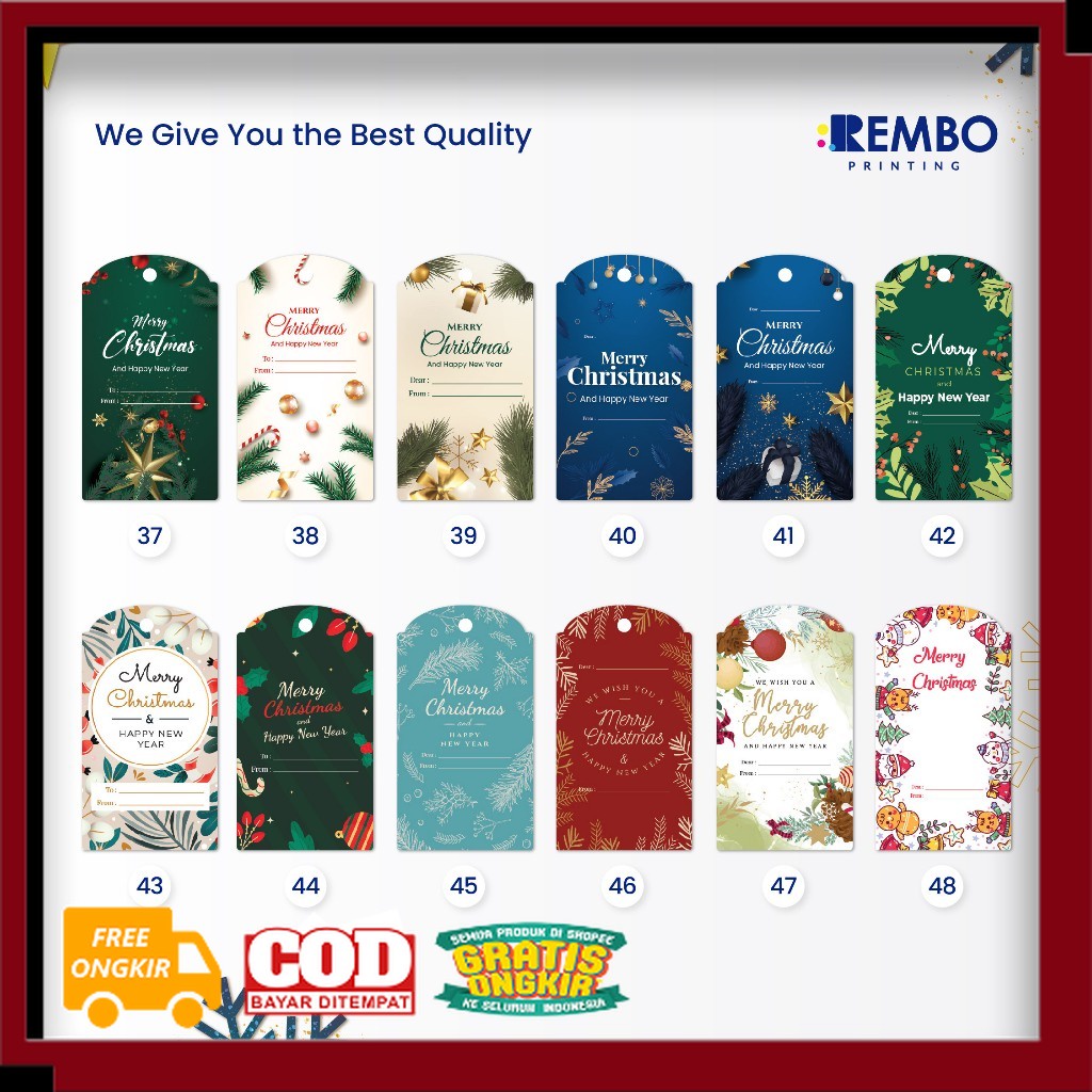 

Hang Tag Spesial 6/Thank You/Kartu Ucapan/Greetings Card Edisi Natal Tahun Baru/Christmas/New Year Custom Cetak Print Murah// Kostum Natal / Tahun Baru / HARBOLNAS / PROMO 12.12