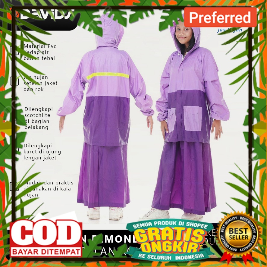 Jas Hujan Wanita Gamis Jaz Ujan Hijab Jass Perempuan Rok Mantel Salsa// JAS HUJAN / MUSIM HUJAN / HA