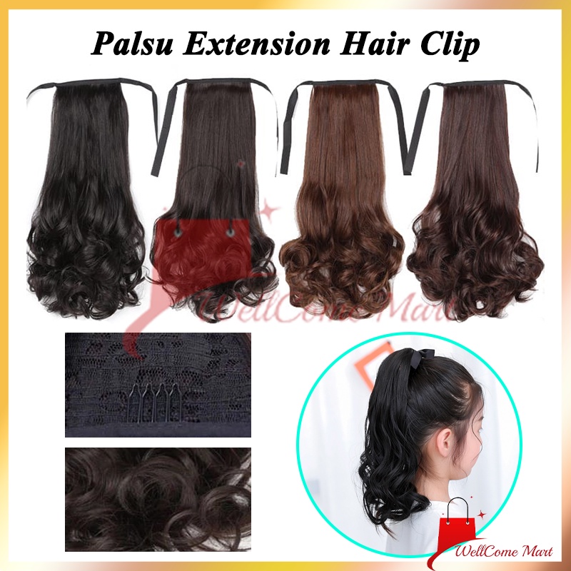 Palsu Extension Hair Clip / Ikat Rambut Ekor Kuda / Rambut Wig Ekor Kuda Tie Pony Tail Curly