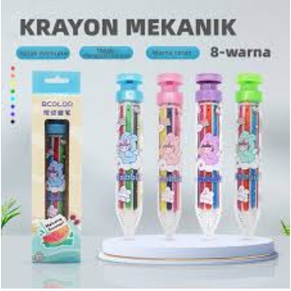 

Crayon / Krayon Plastik 8 Tidak mengotori tangan ergonomis tidak beracun/murid Crayon -YuanYuan Mall