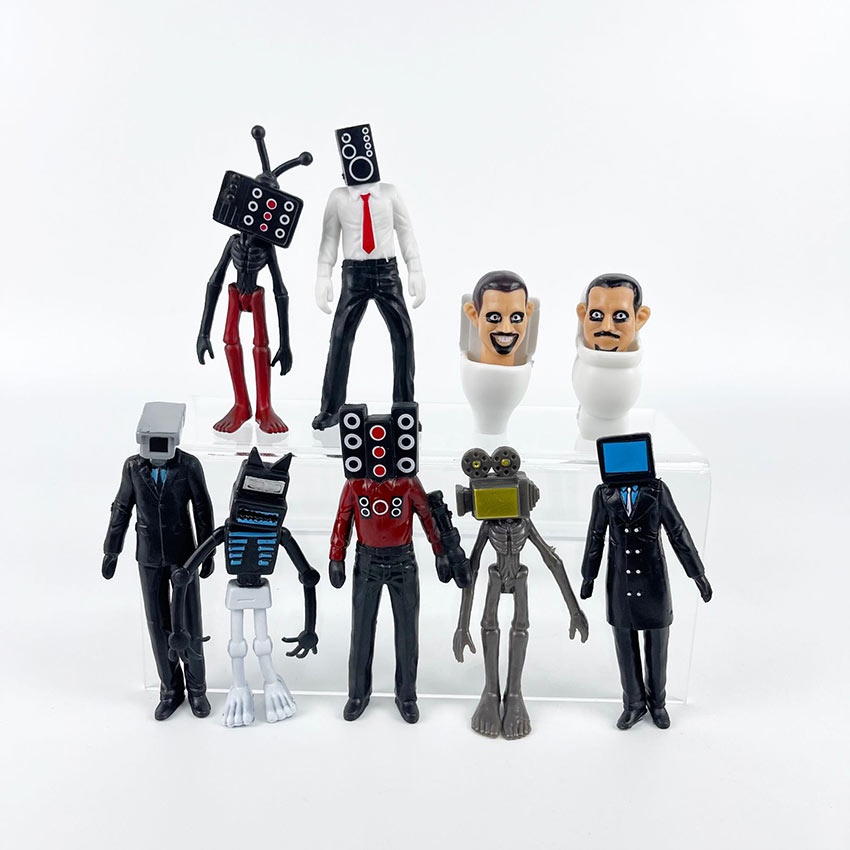 9Pcs/Set Mainan Skibidi Toilet Siren Head Figure Pajangan / Mainan Anak Skibidi