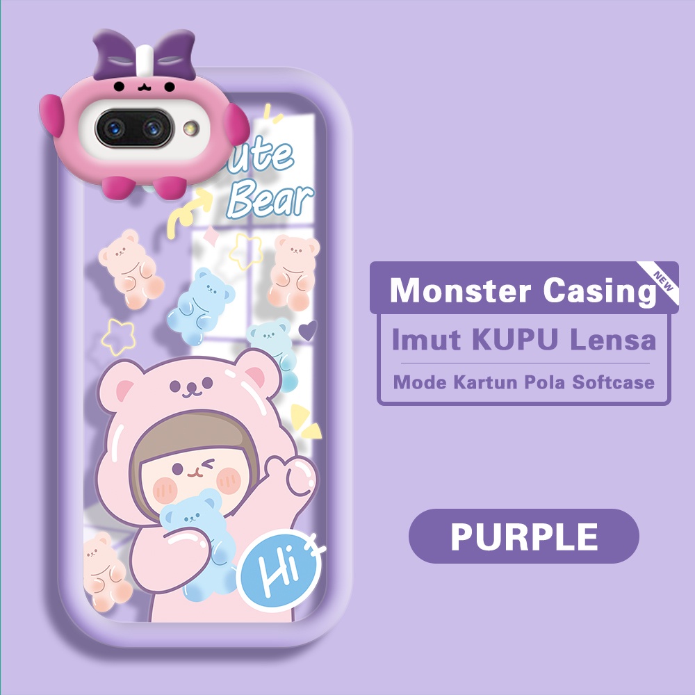 Casing Hp Untuk Case OPPO A12E A3S Cartoon Cute Girl Softcase Monster Soft Phone Cover Monster Kecil