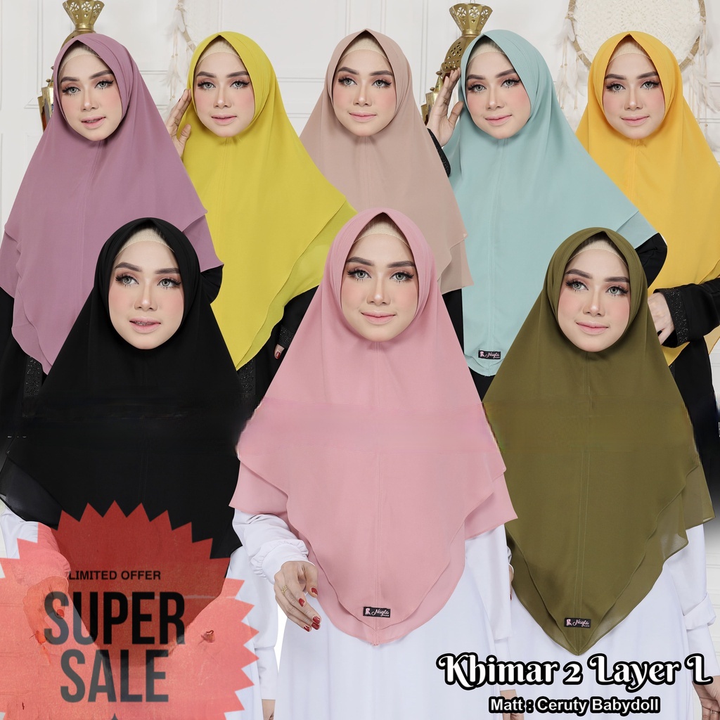 Kerudung Hijab Jilbab Khimar 2 Layer Lancip L Jumbo Ceruti Babydoll