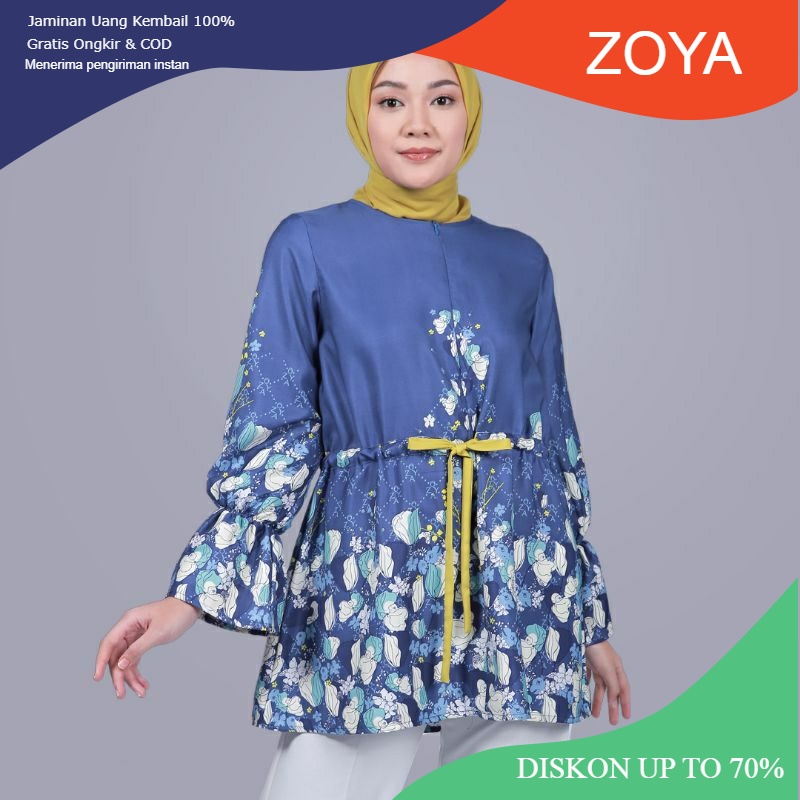 Zoya Dimora blousee - Atasan Tunik Polos Muslim Wanita motif bunga