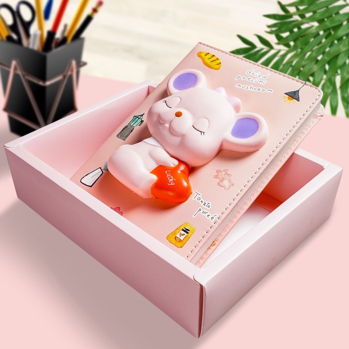 

Notebook Squishy Diary lucu / Agenda jurnal / Buku tulis PINK MOUSE - Pink