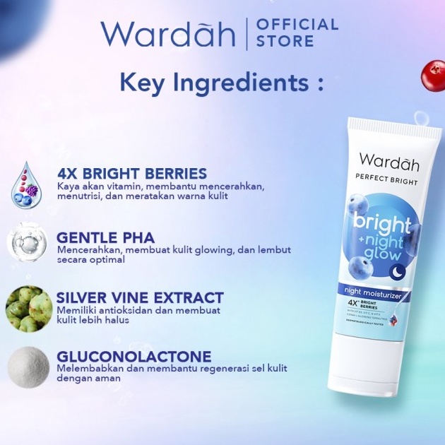 Wardah Perfect Bright + Night Glow Night Moisturizer 20ml - Cream Malam