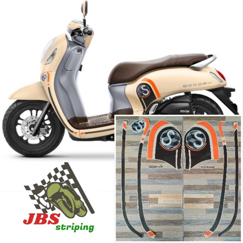 striping  Honda Scoopy fashion cream putih tahun 2020 2021 striping lis scoopy scopy kualitas bagus