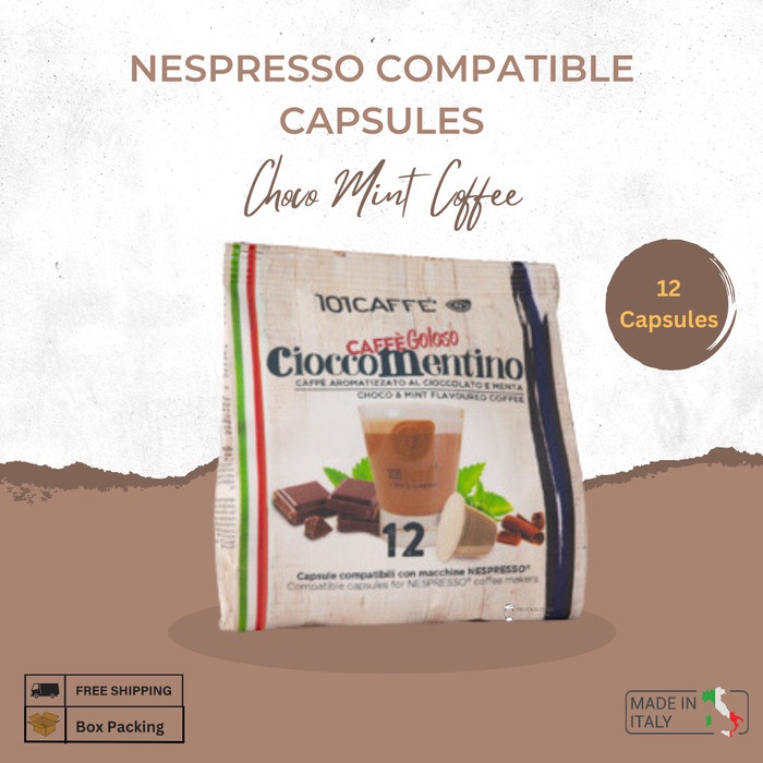 

Ready Nespresso Capsules - Chocolate Mint Coffee (Made in Italy)