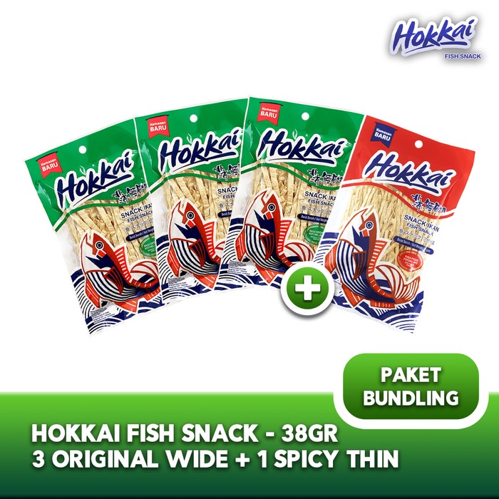 

HOKKAI FISH SNACK 3 ORIGINAL WIDE 1 SPICY THIN 38 GRAM-BUNDLING