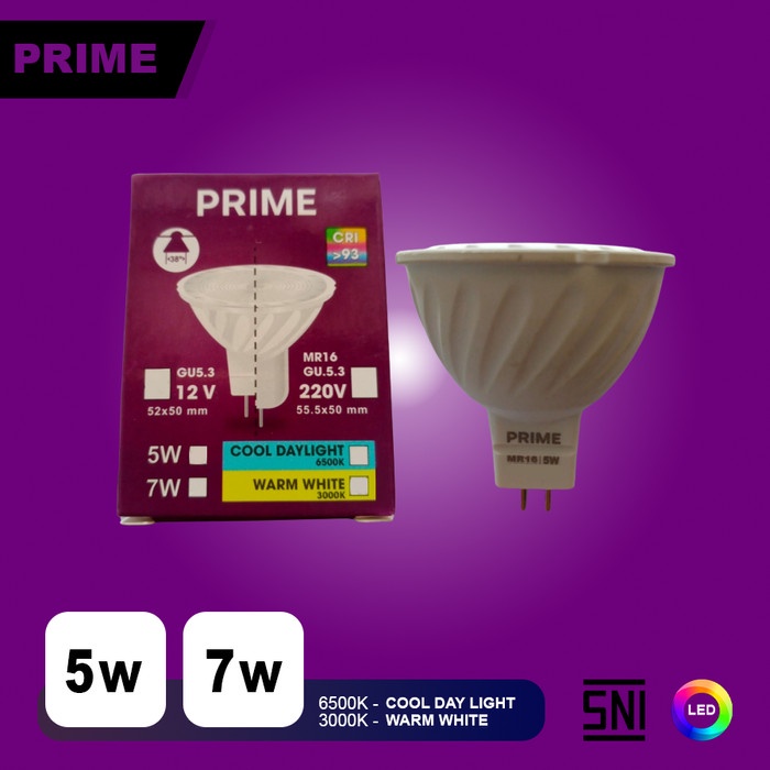 PRIME Lampu Spot light LED MR-16 / 12Volt / 220Volt / 5 Watt