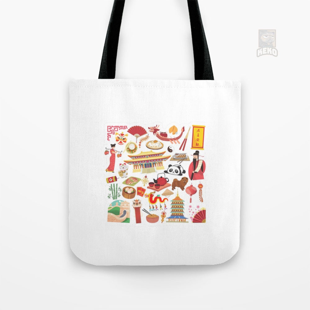 Tas Slempang | Tote Bag Kanvas China Travel Icon