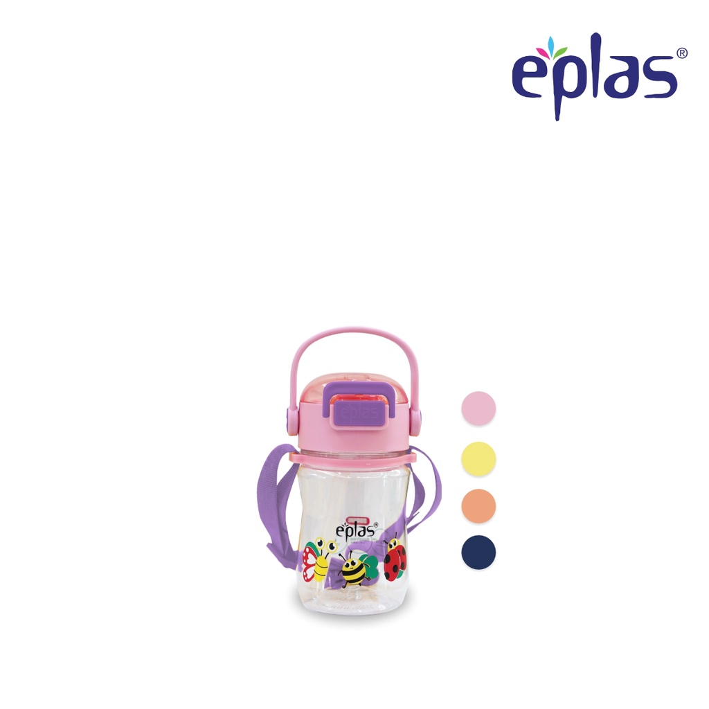 EPLAS Kids Botol Minum Anak Tritan, Tombol Tekan, Sedotan, Strip Dapat Dilepas, Bebas BPA (380ml) EGBR-380