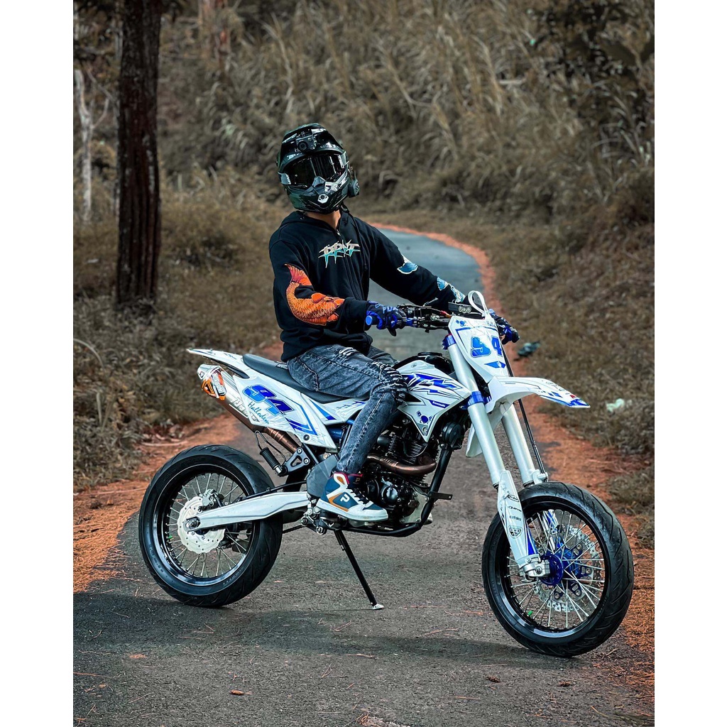 Cod Decal Stiker Motor Kawasaki KLX D-Tracker warna putih variasi liat stiker