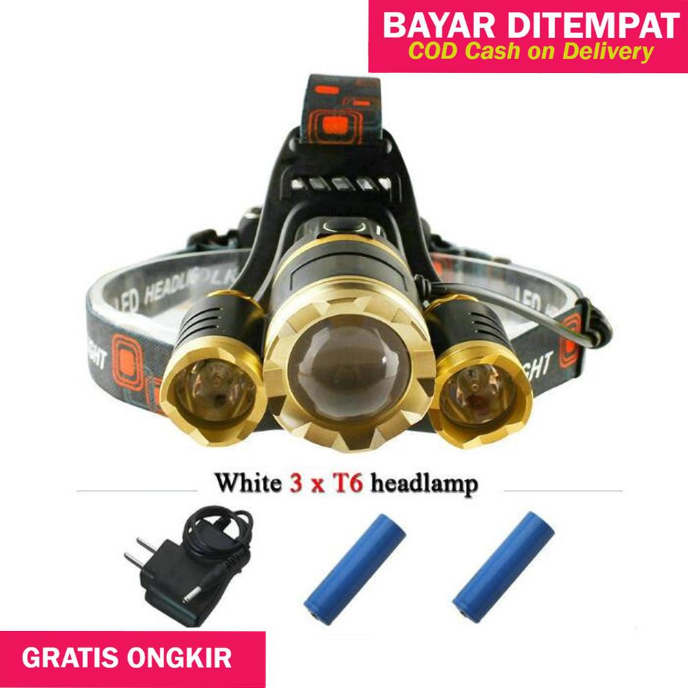 Senter Cas Kepala LED Anti Air Jarak Jauh Hingg 2000 Meter Tahan Lama Super Terang Lampu  Headlamp S