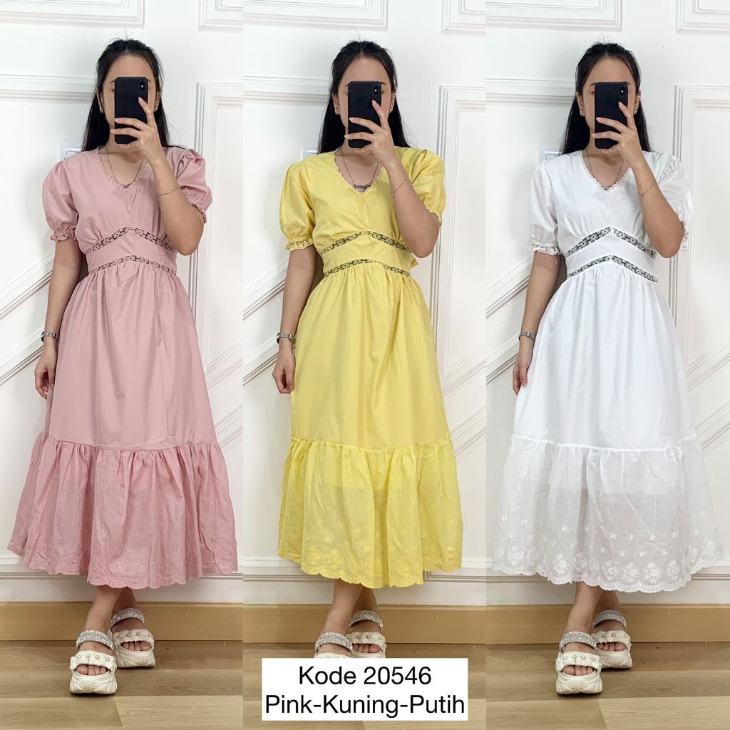 Baju Terusan Wanita Casual Dress I Dres Polos Lengan Pendek I Midi Dress Lengan Pendek