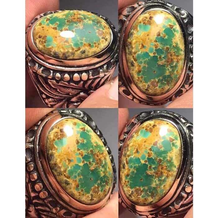 Cincin Batu Akik Natural Pirus Persia Iran Ijo Lawas Hijau Kuno Antik9