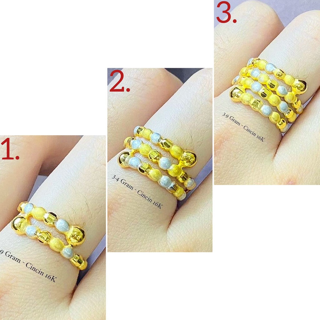 Cincin anak dan dewasa emas asli kadar 700 70 16k kombinasi 2 warna putih mix gold doff lebar selisi