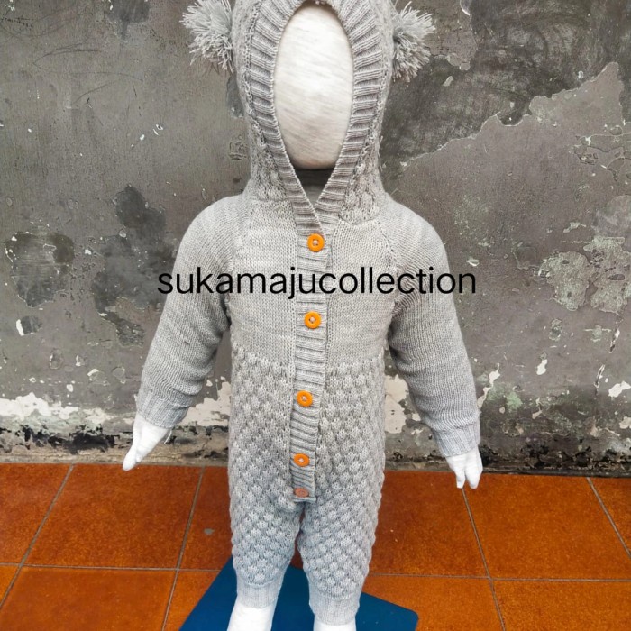 JUMPER BAYI LAKI LAKI DAN PEREMPUAN/SWEATER BAYI/BAJU RAJUT BAYI KODOK - Abu-abu, 0-11