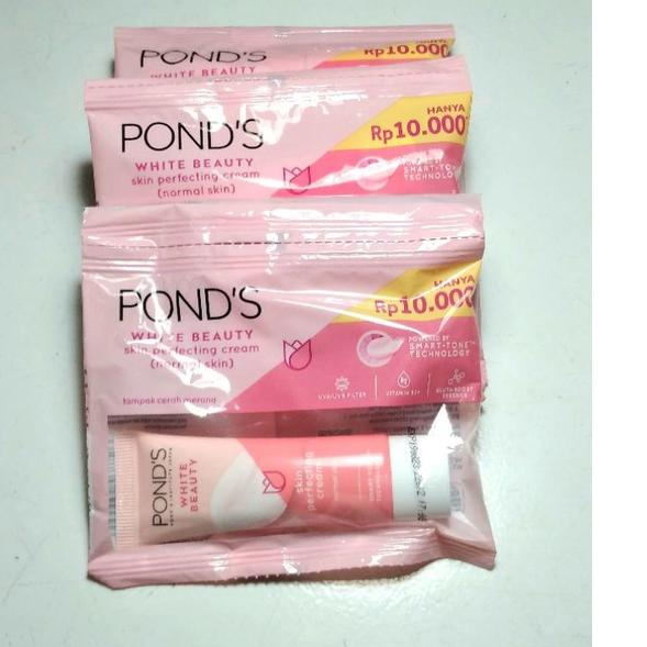 Terpopuler--ponds white beauty skin perfecting cream (normal skin) 12g sachet