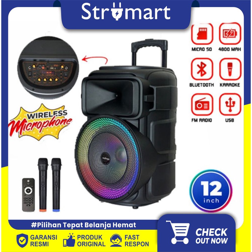 SPEAKER PORTABLE BLUETOOTH SPEAKER ADVANCE K1212S - 12 inch Free