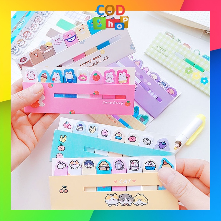 

COD - S6155 Notes Kertas Tempel Cute / Memo Sticky Motif Karakter / Penanda Buku Stationery Memo Pad / Sticky Notes Mini 8 in 1