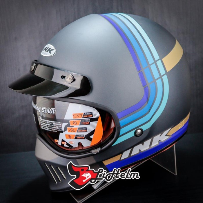 HELM INK TROOPER BORDERLINE MATT ANTHRACITE | RETRO HELMET - M