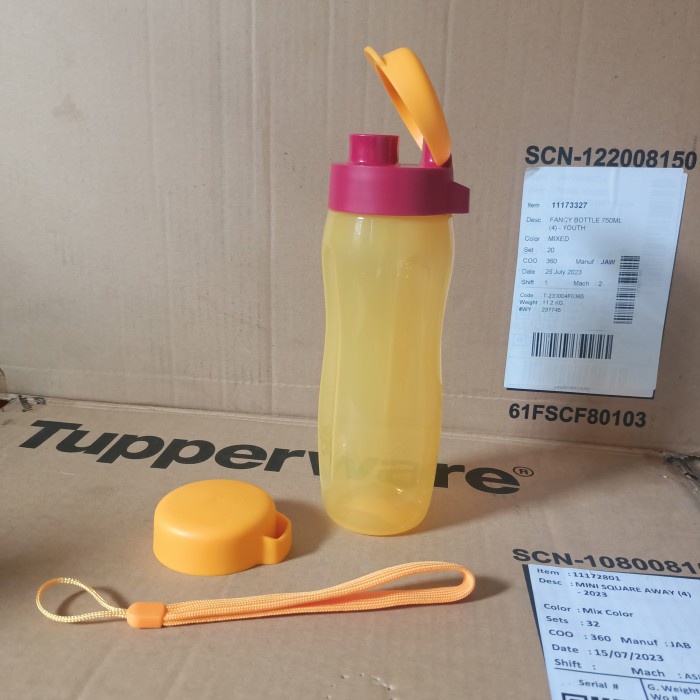 Botol tupperware/botol tupperware 500 ml/ECO fashion 500ml  free tutup - pink