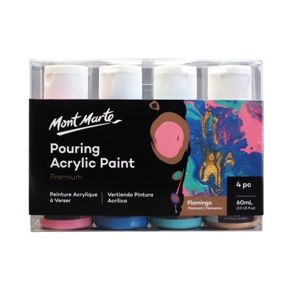 

Mont Marte Premium Pouring Acrylic Paint 60ml 4pc Set FLAMINGGO - Cat Akrilik Pouring