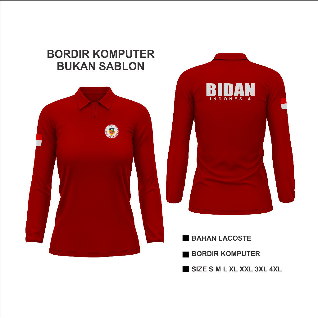 Polo Bordir Baju Kaos Polo Baju Bidan Bordir Kaos Bidan Polo Bidan Bordir / Kemeja Bidan Bordir Polo