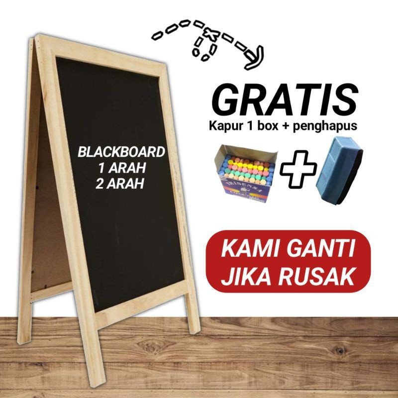

PAPAN TULIS KAPUR 2 ARAH 100x50 CM | Papan Tulis Blackboard | Papan Tulis Hitam